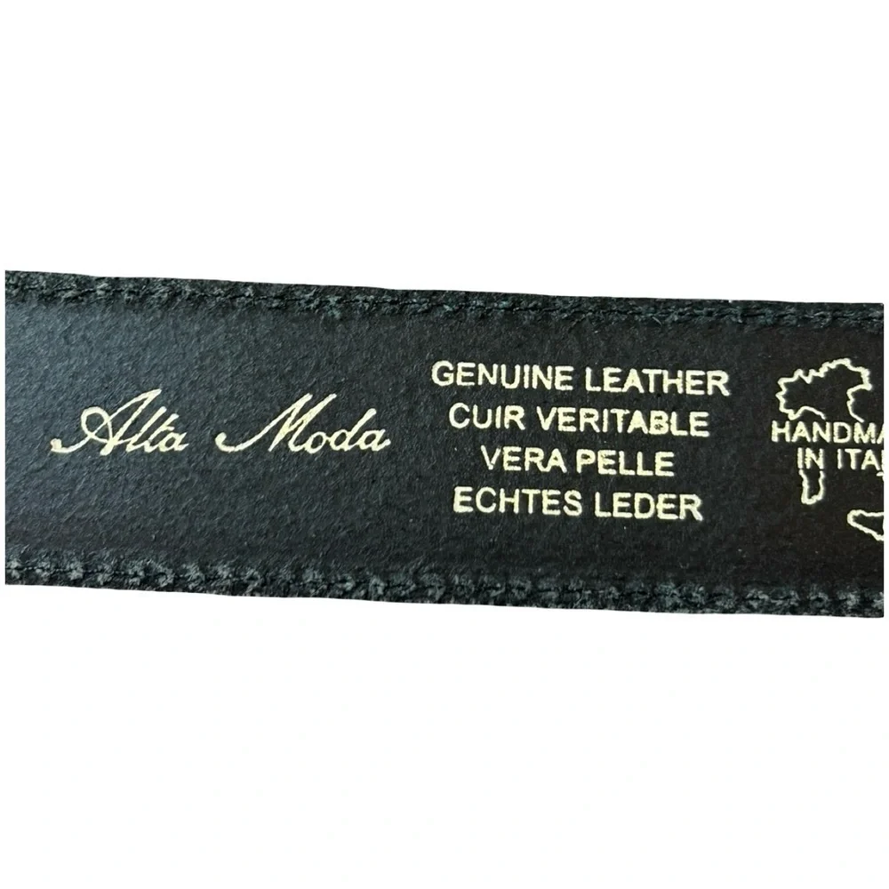 🇮🇹Italian Handmade Black Leather Belt – Size 38